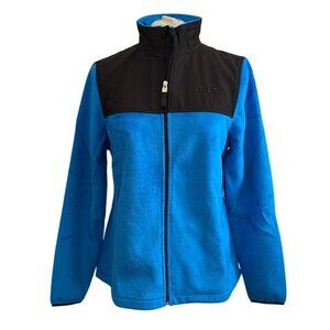 Fila Sport Womens Medium Full-Zip Fleece Jacket Blue & Black With Stand Collar